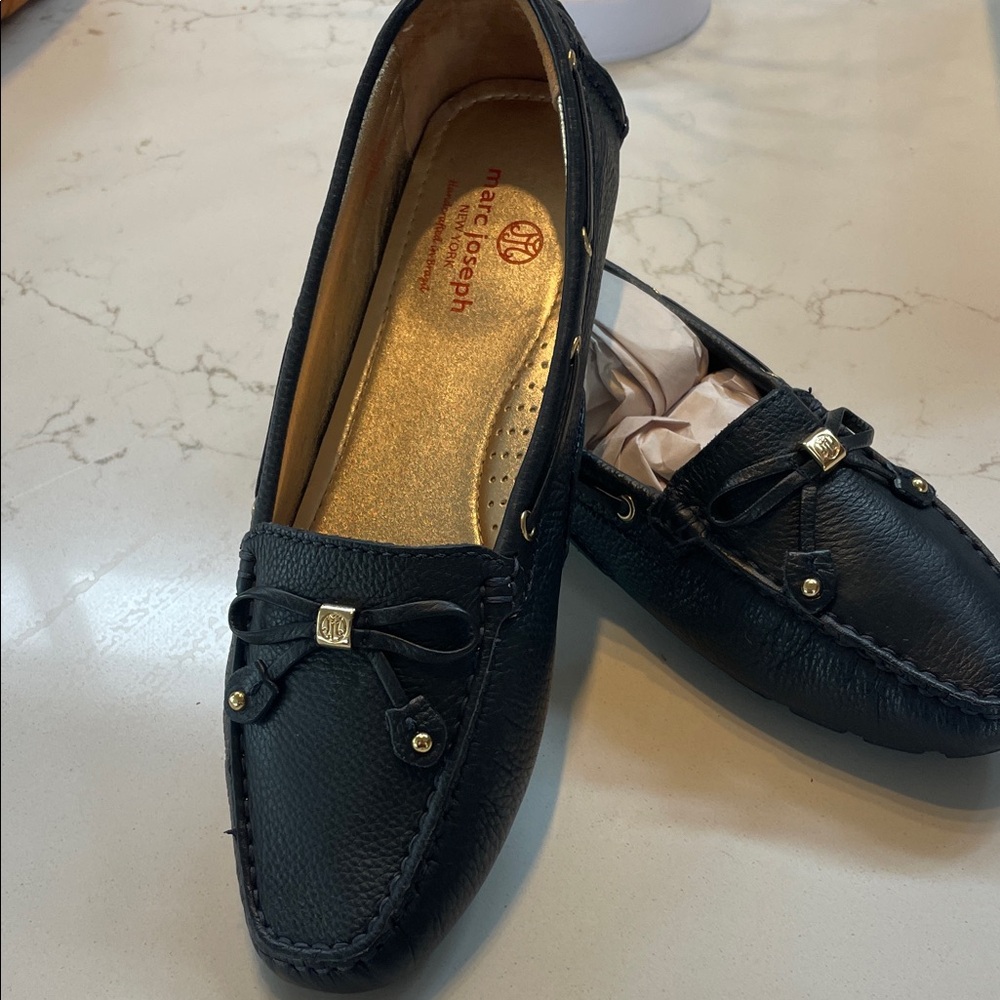 Marc Joseph Black Moccasins for Women